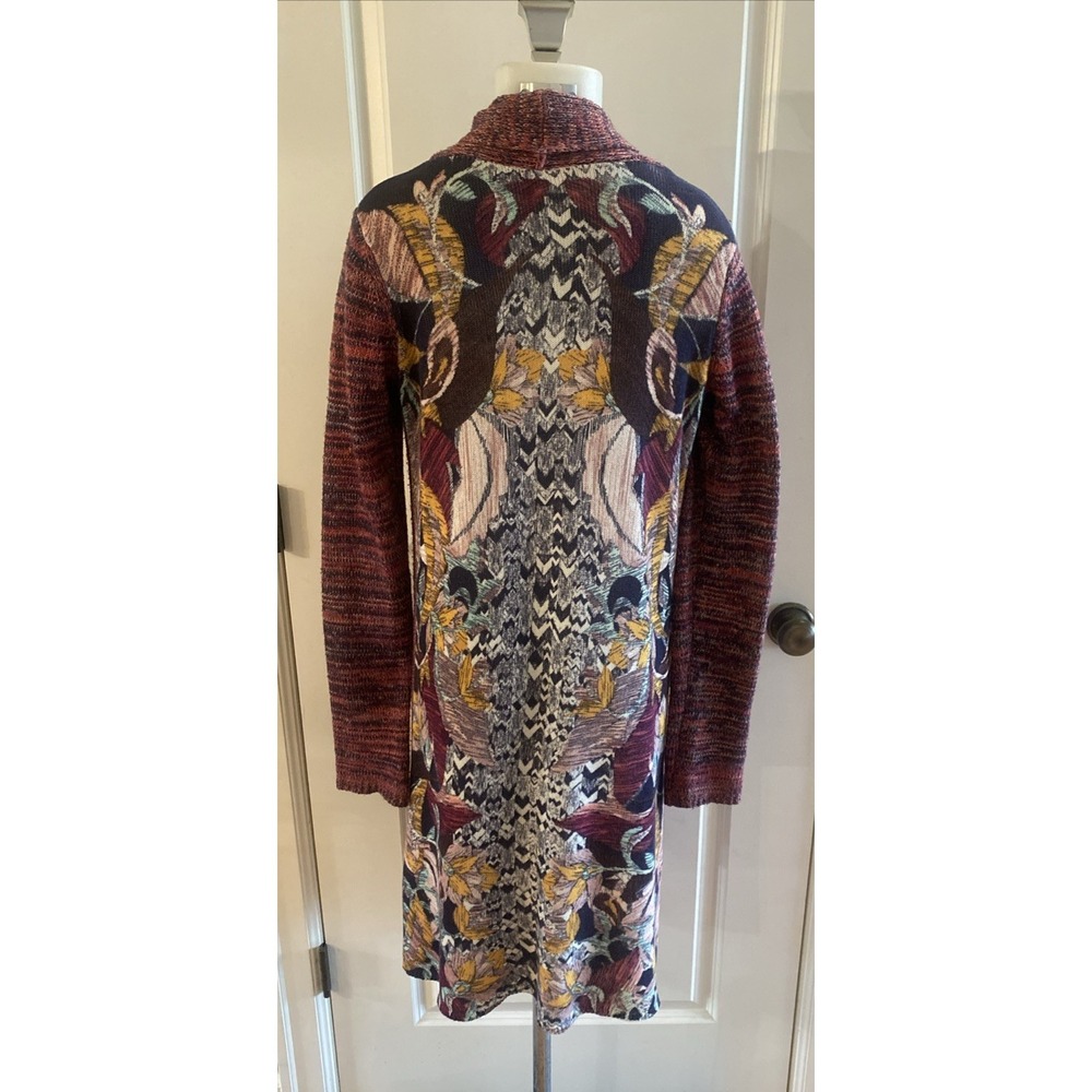 Moth Anthropologie Size Medium Duster Cardigan Sweater Open Long Blue‎ Floral - Picture 4 of 11